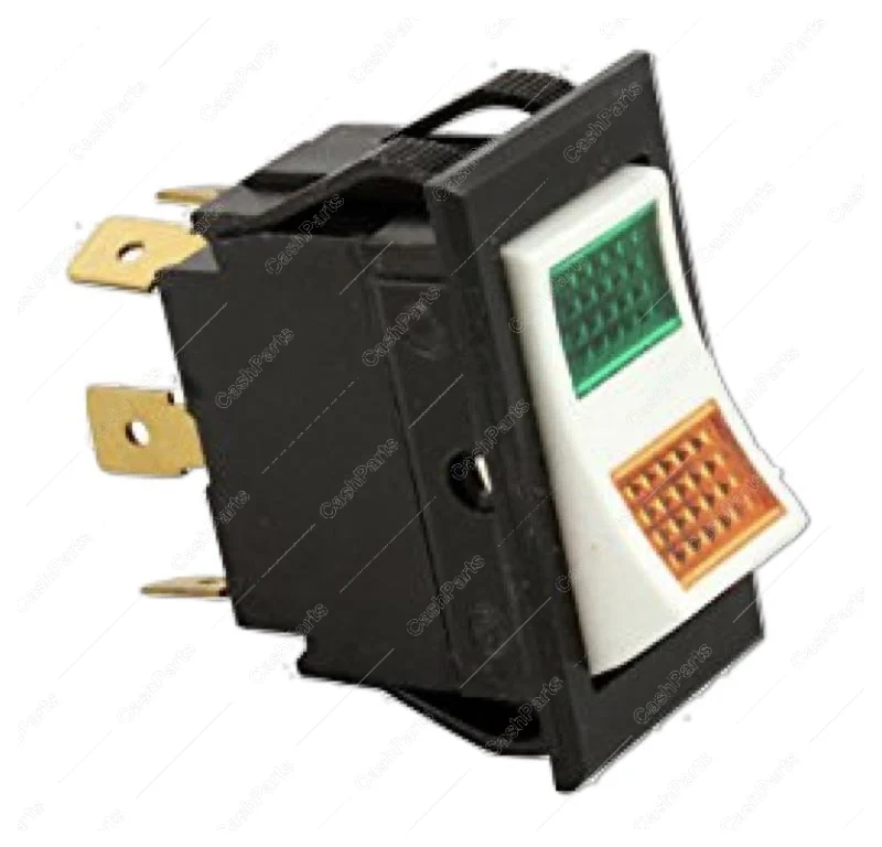 Sw219 Black Plastic Switch With White Rocker And Green & Amber Light 24V Lamp Dpst