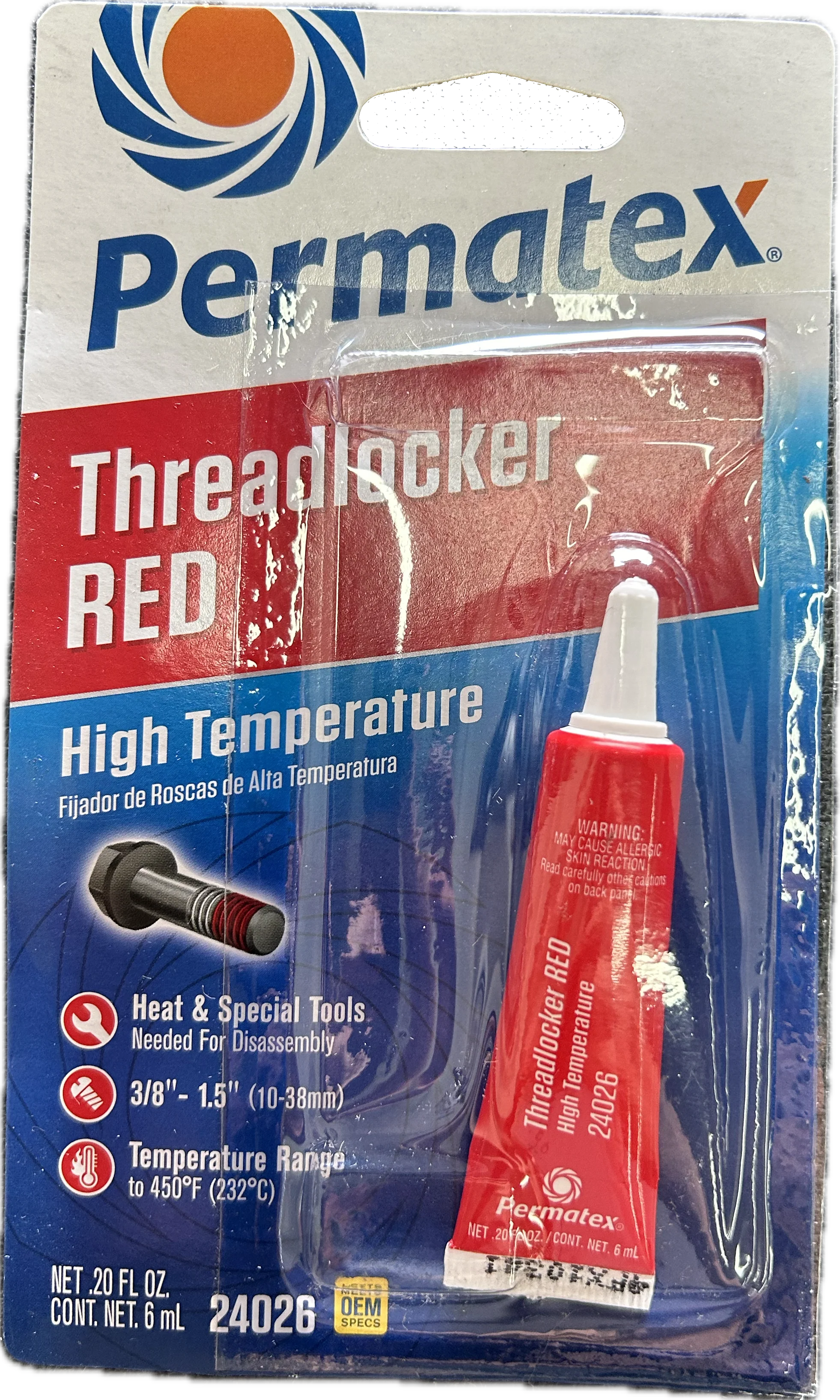 OIL021 Thread Locker, Red High Temp, Heavy Duty